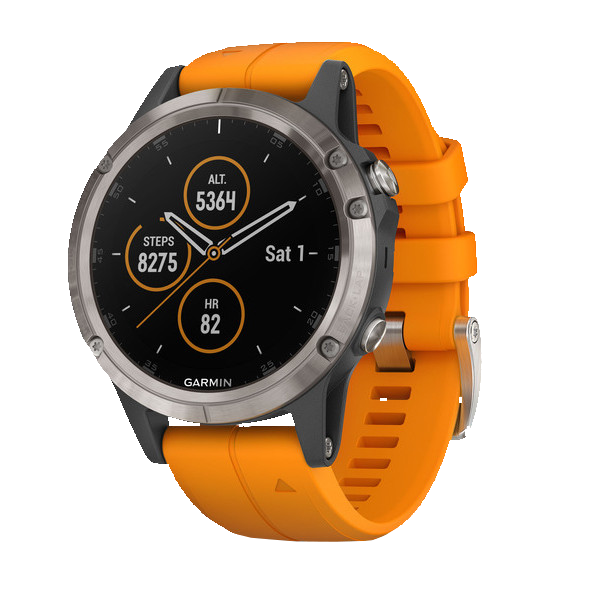 Часы Garmin (Гармин) FENIX 5 PLUS SAPPHIRE титановый с оранжевым ремешком