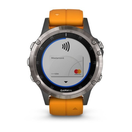 Часы Garmin (Гармин) FENIX 5 PLUS SAPPHIRE титановый с оранжевым ремешком - купить с доставкой, по выгодной цене в интернет-магазине Мототека